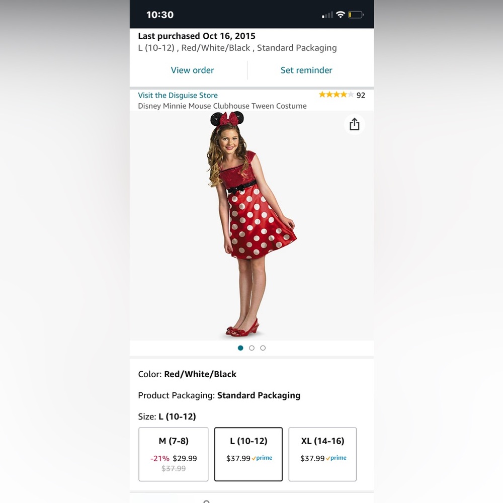 Minnie Mouse dress costume